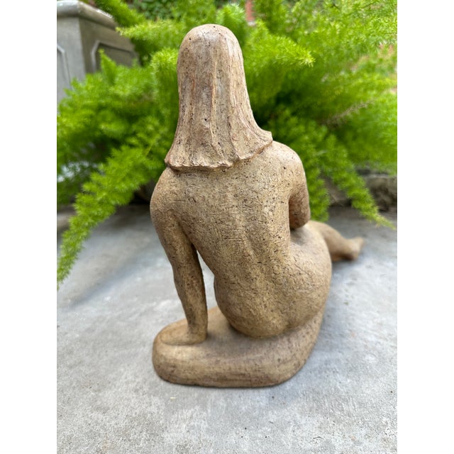 1970s 1970s Vintage Reclining Lady Nude Glazed Terra-Cotta Sculpture For Sale - Image 5 of 8