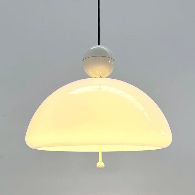 White Saliscendi Pendant Light by Elio Martinelli for Martinelli Luce, 1970s For Sale - Image 9 of 9