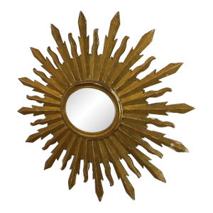 19th Century Big Size Gold Leaf Sunburst Mirror