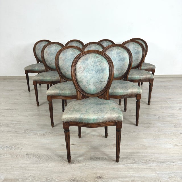 French French Louis XVI Dining Chairs – Set of 10 For Sale - Image 3 of 13