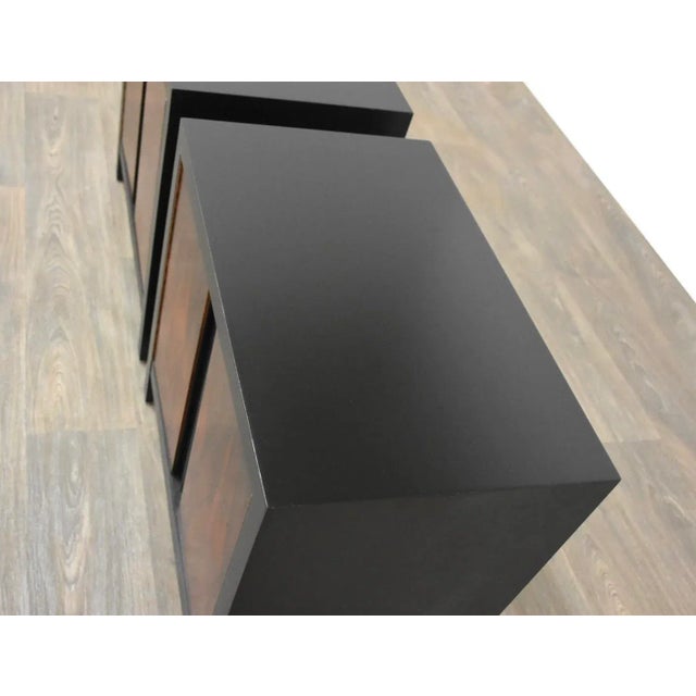 Wood 1970s Rosewood and Chrome Nightstands - a Pair For Sale - Image 7 of 9