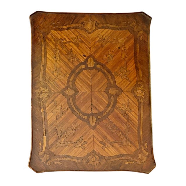 Rare French Marquetry Writing Tables With Leather Pull Out Slides - A Pair For Sale - Image 4 of 8