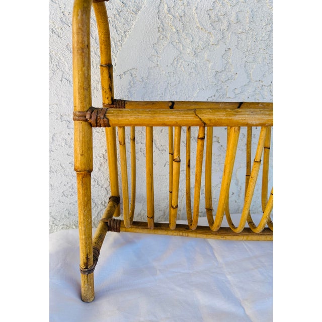 Vintage Bent Bamboo Magazine Rack For Sale - Image 4 of 6