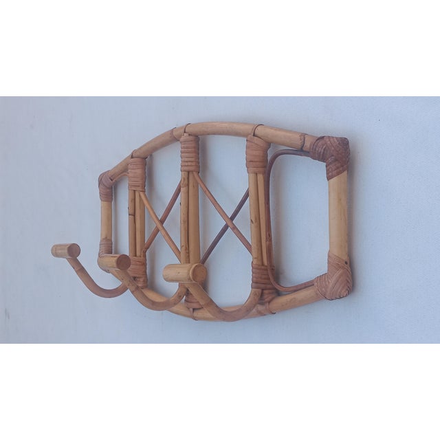 Vintage Rattan Wall Coat Rack, 1970s For Sale - Image 3 of 6