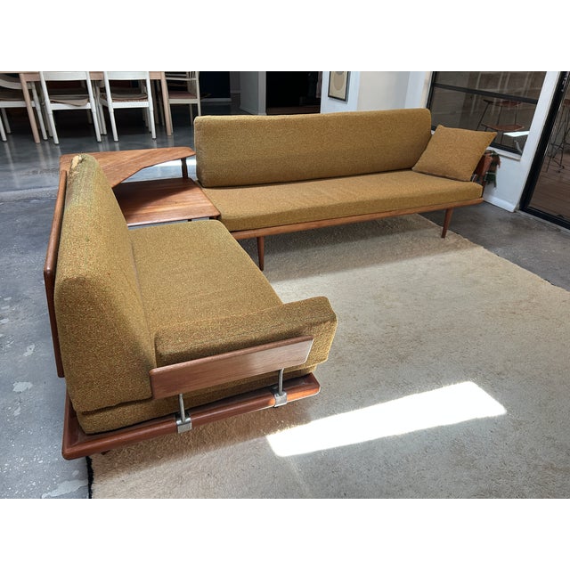 Vintage Danish MCM Peter Hvidt Minerva Sectional Sofa End Corner Table--3 Piece Set For Sale - Image 15 of 17