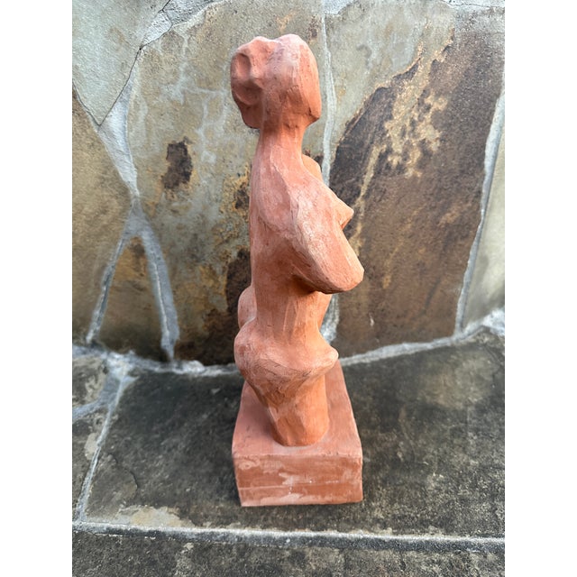 Abstract Vintage Modernist Cubist Terracotta Figure Sculpture — Abstract Female Form — Studio Art For Sale - Image 3 of 7
