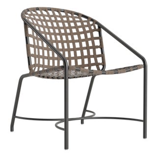 Brown Jordan Kantan Aluminum Suncloth Arm Chair, Textured Pewter frame with Mica fabric For Sale