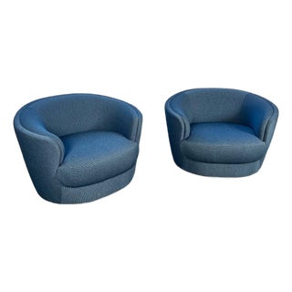 Swivel Barrel Lounge Chairs Attributed to Radnor For Sale