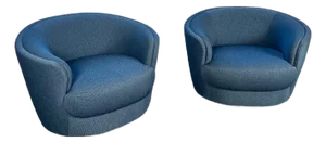 Swivel Barrel Lounge Chairs Attributed to Radnor