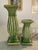 Offered is a stunning pair of vintage green glazed faux bamboo candle holders. They were acquired from an estate in South...