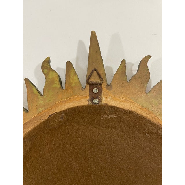 Vintage Mid 20th Century 12.5" Gilded Sunburst Accent Wall Mirror For Sale - Image 9 of 18