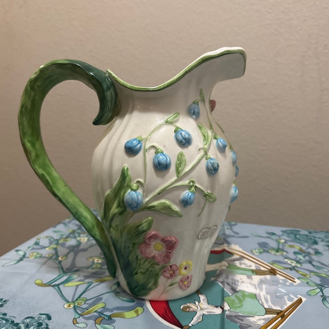 Vintage Fitz & Floyd "Wildflowers" Iris & Daffodil Pitcher For Sale In Minneapolis - Image 6 of 11
