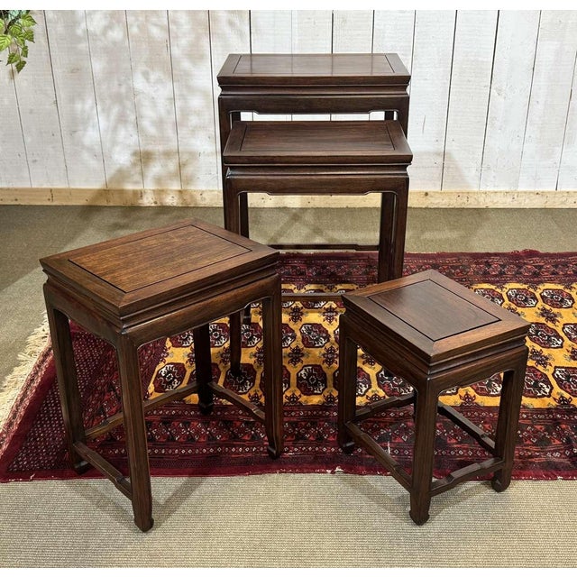 Nesting Mahogany Tables, 1970s, Set of 4 For Sale - Image 5 of 14
