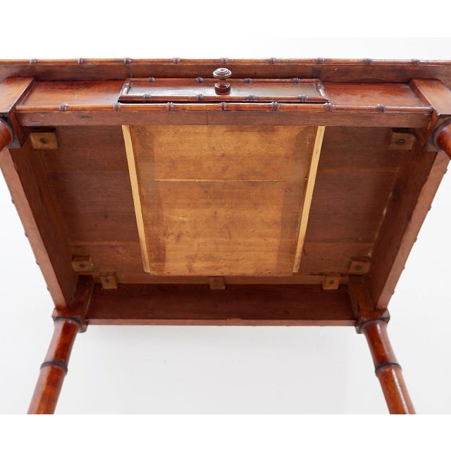 French Faux Bamboo Desk in Pine For Sale - Image 12 of 13
