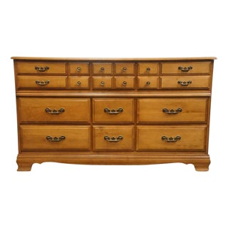 Garrison Furniture Solid Hard Rock Maple Colonial Early American 58" Triple Dresser 1858 For Sale