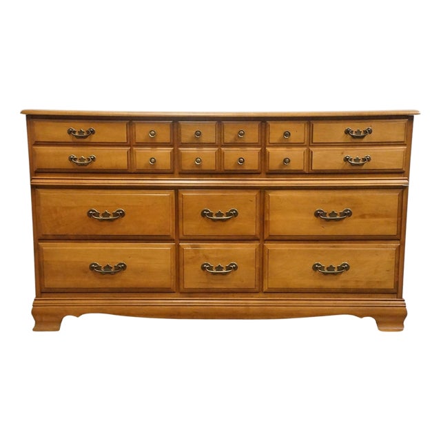 Garrison Furniture Solid Hard Rock Maple Colonial Early American 58" Triple Dresser 1858 For Sale