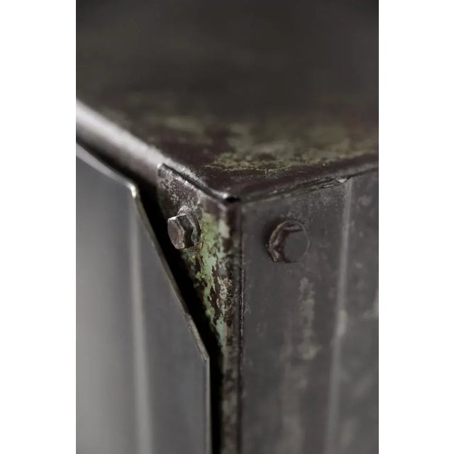 Vintage Raw Industrial Metal Factory Cabinet with Shelves, 1950s For Sale - Image 12 of 18