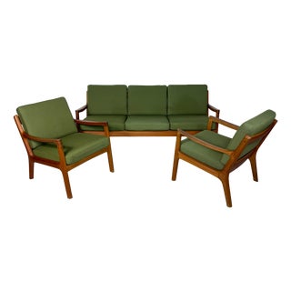 Senator Three-Seater Sofa and Lounge Chairs in Teak by Ole Wanscher for France & Søn, 1960s, Set of 3 For Sale