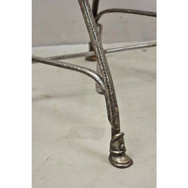 Metal Antique Sauveur Arras French Wrought Cast Iron Spine Scrolling Garden Side Chair For Sale - Image 7 of 12