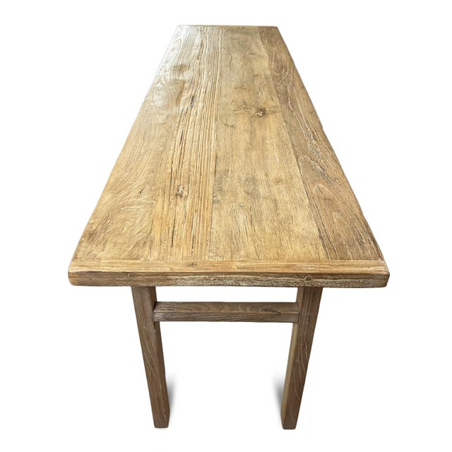 Wood Natural Vintage Elm Simple Console Table For Sale - Image 7 of 9