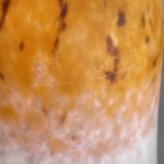 Gold Art Deco Orange and White Pendant Light attributed to Schneider, 1930s For Sale - Image 8 of 12