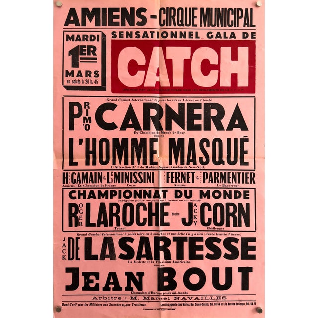 Gala De Catch Amiens Original Wrestling Poster, 1955 For Sale