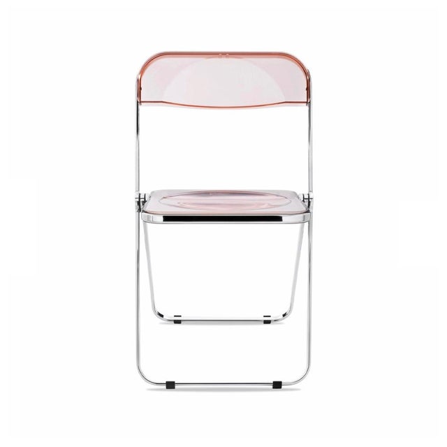 1970s Acrylic Glass Pink and Chrome Plia Chairs by Piretti for Castelli, Italy, 1970s, Set of 12 For Sale - Image 5 of 18