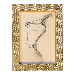 Original Vintage Abstract Charcoal Fashion Study Drawing Frame For Sale