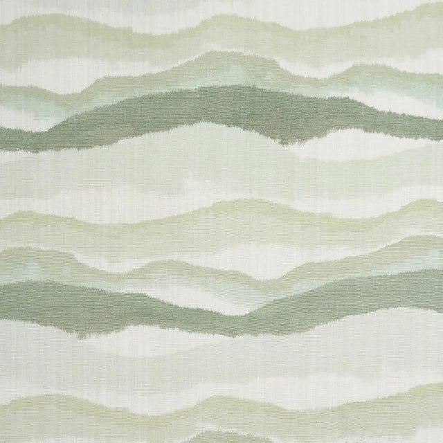 Schumacher Chandler Warp Print Fabric In Eucalyptus For Sale