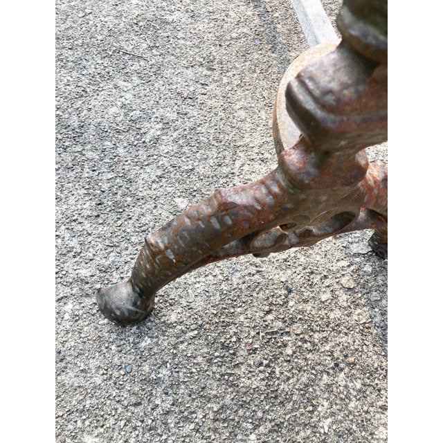 Antique Patinated Chippendale Ball Wrought Iron Fire Dogs- a Pair For Sale - Image 4 of 9