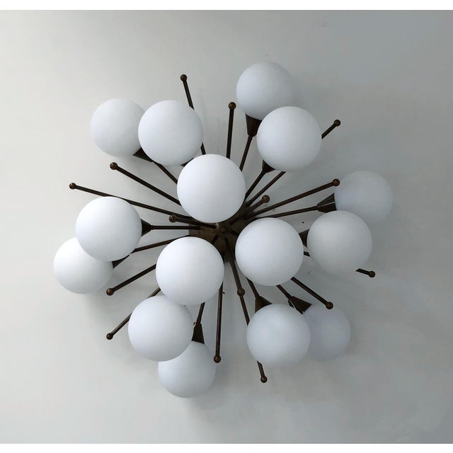 Not Yet Made - Made To Order 21st Century Mezzo Bronze Matte White Murano Flush Mount by Fabio LTD For Sale - Image 5 of 9