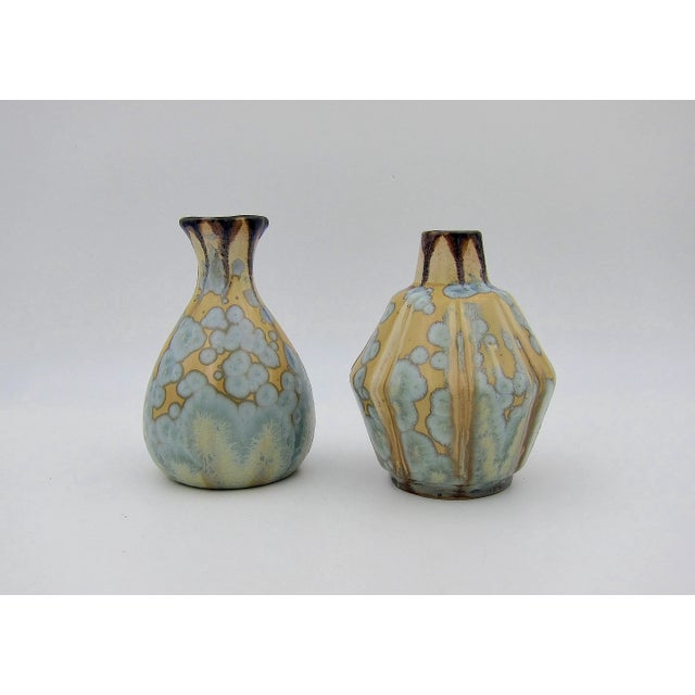Two Desvres Fourmaintraux Blue Crystalline Faience Vases For Sale In Los Angeles - Image 6 of 12
