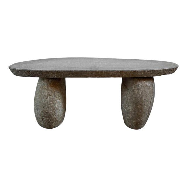 Organic Modern Stone Boulder Outdoor Bench / Coffee Table For Sale