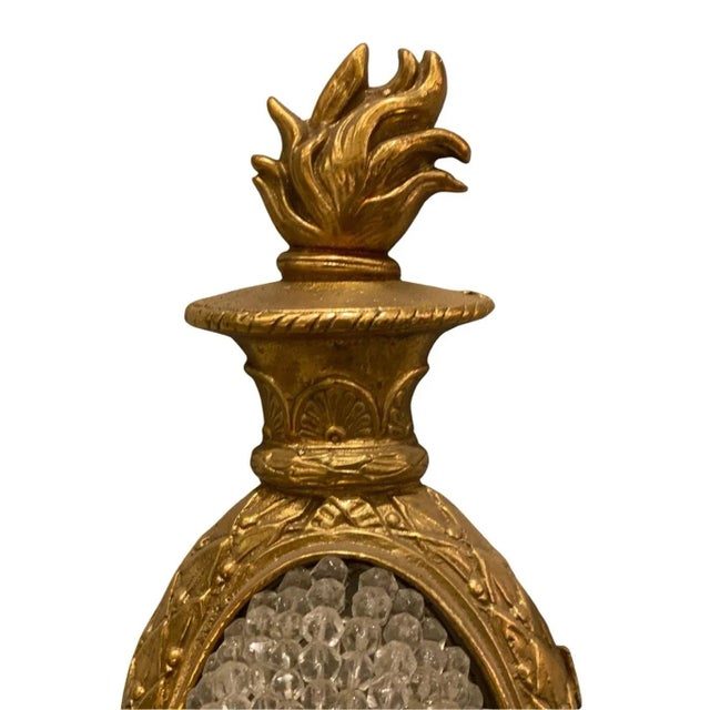 1900 - 1909 Antique French Bronze & Crystal Beaded Sconce For Sale - Image 5 of 6