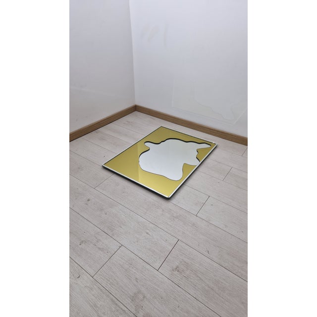 Mirror with Shaped Yellow Decoration, 1990s, in Very Good conditions. Designed 1990 to 1999