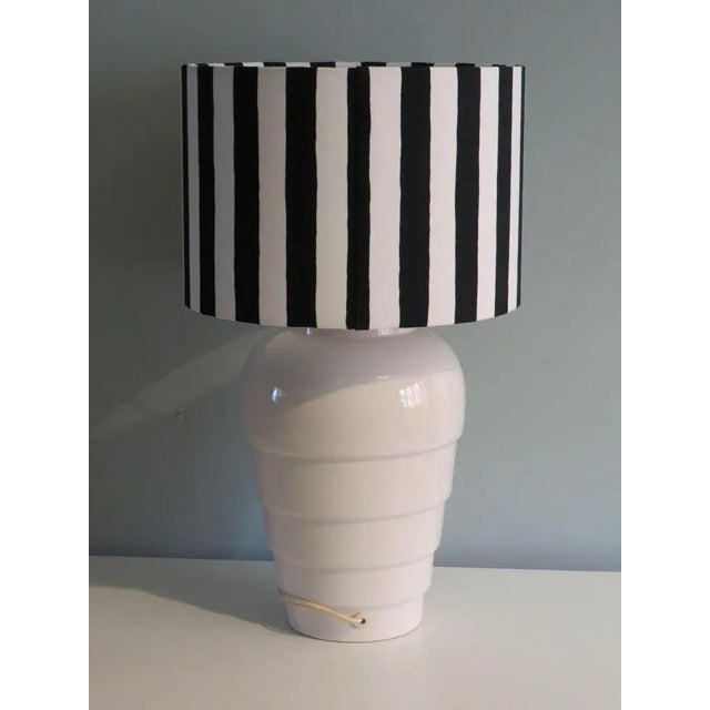 Vintage White Ceramic Table Lamp, 1980s For Sale - Image 4 of 12