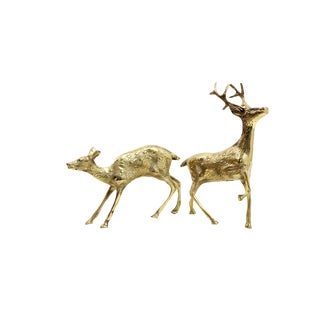 Brass Deer Couple, 1960, Set of 2 For Sale