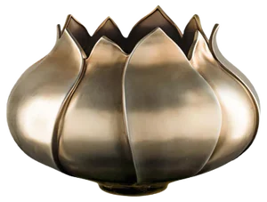 Italian Craftmanship Ceramic Tulip Vase Basso with Brass Metal Finishing from VGnewtrend