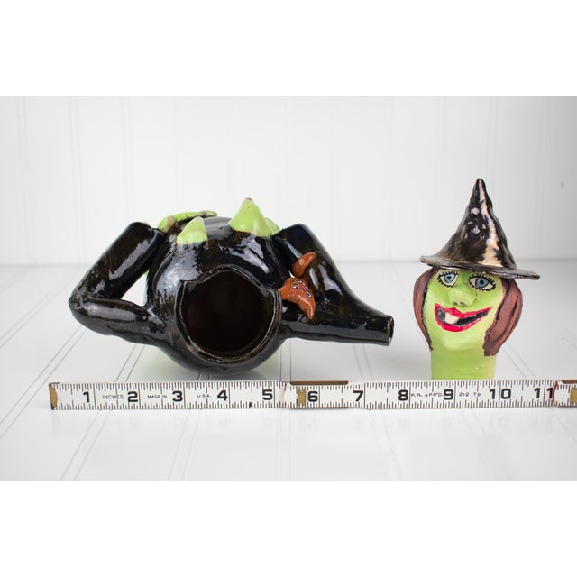 Signed Postmodern Feminist Sculptural Pottery - Witch Teapot For Sale - Image 16 of 17