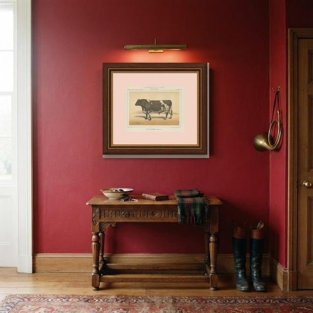 Brown Olivier De Penne, Durham Shorthorn Bull, British Cattle, 1863, Chromolithograph For Sale - Image 8 of 9
