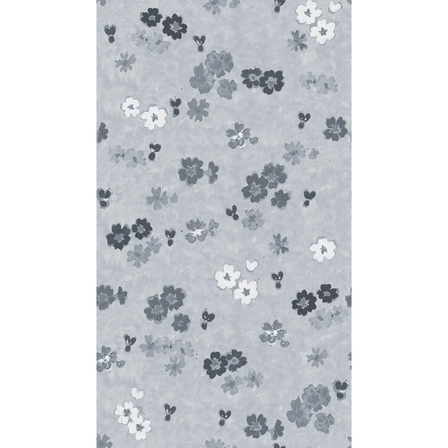 Sample - Large Scale, Flower Field Wallpaper by Paule Marrot in Grays For Sale