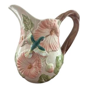 Vintage Majolica Style Ceramic Pitcher by Fitz and Floyd