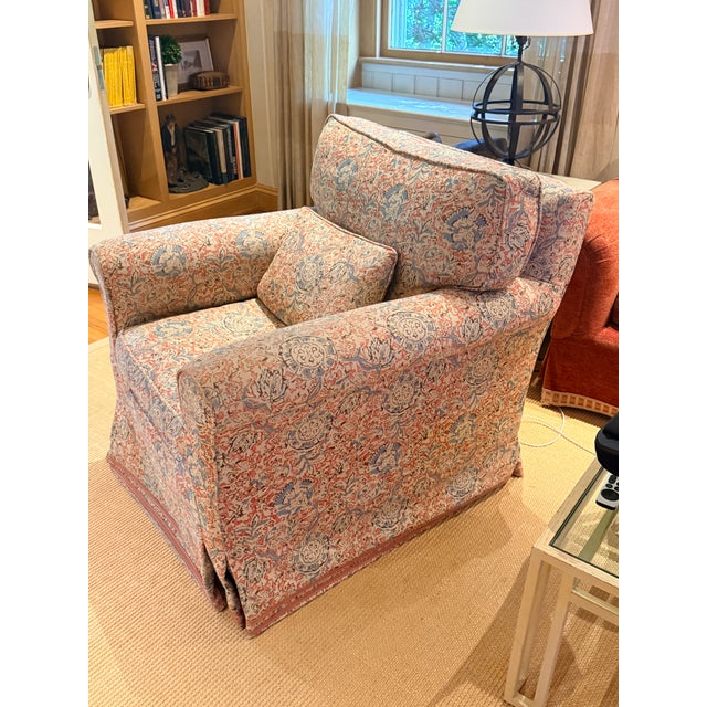 2010s Pair of Swivel Chairs in Vintage Ralph Lauren Block Print For Sale - Image 5 of 13