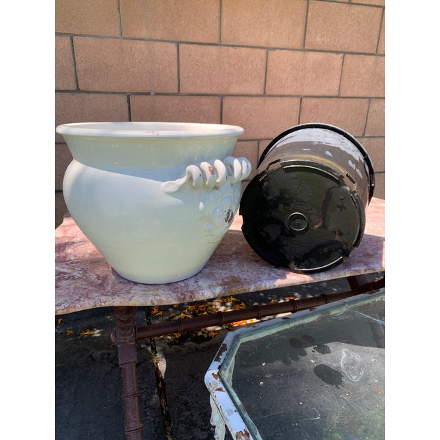 White Large Tuscan White Terracotta Planter Cachepot For Sale - Image 8 of 9