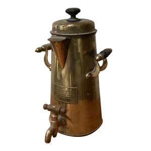 Antique Brass Coffee Maker With Lid # 2 by Piston Freezing Machine & Ice Company, Circa 1860 London England