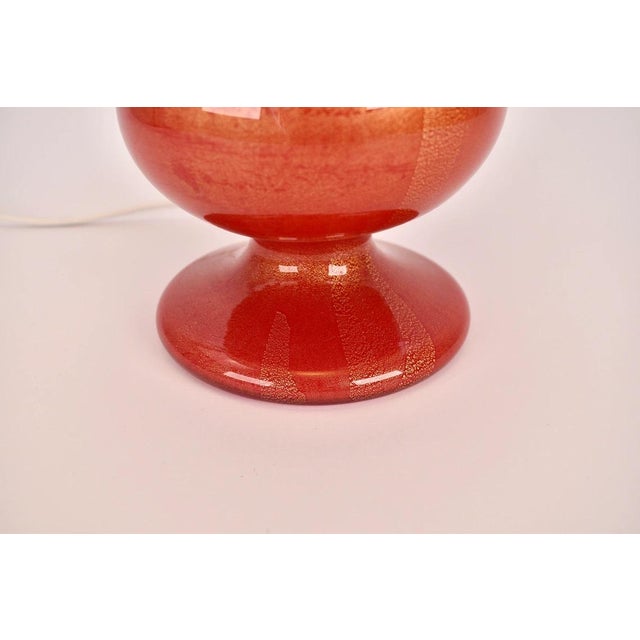 Mid 20th Century Mid Century Modern Murano Glass Table Lamp Ruby Red and Gold | Barovier and Toso Italian Accent Light Vintage Hollywood Regency Maximalist 1950s For Sale - Image 5 of 9