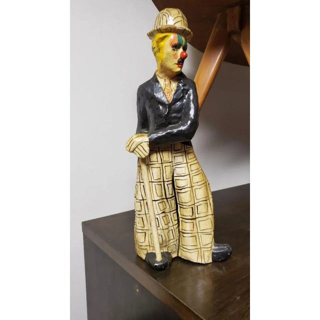 1970s Papier Mache Folk Art by Artist Oskar Raoul Rendering Of The "Little Tramp" Signed by The Artist. OSKAR RAOUL Papier...