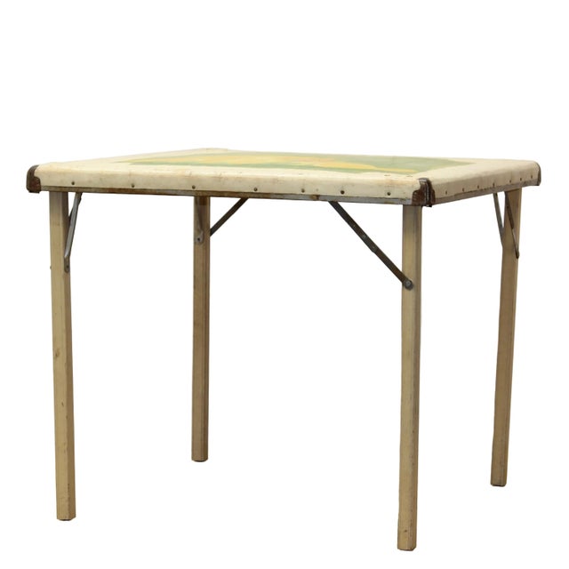 American 1930s Samson Folding Card Table With Painted Cats Top | Americana Folk Art For Sale - Image 3 of 8
