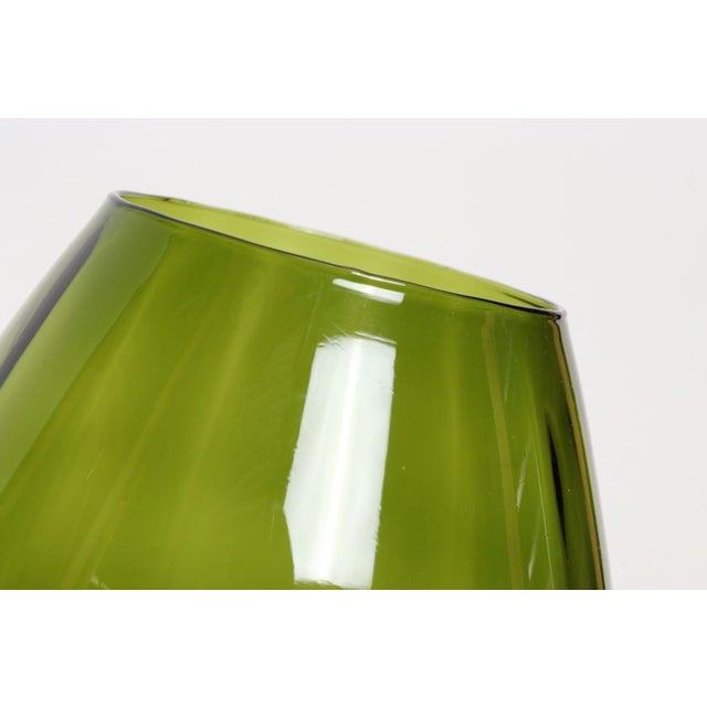 Green Italian Modernist Empoli Blown Green Glass Optic Balloon Vase For Sale - Image 8 of 10