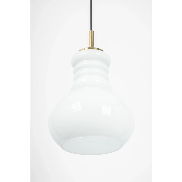 Large German Pendant Light in White Opal Glass from Peill & Putzler, 1970 For Sale - Image 3 of 10